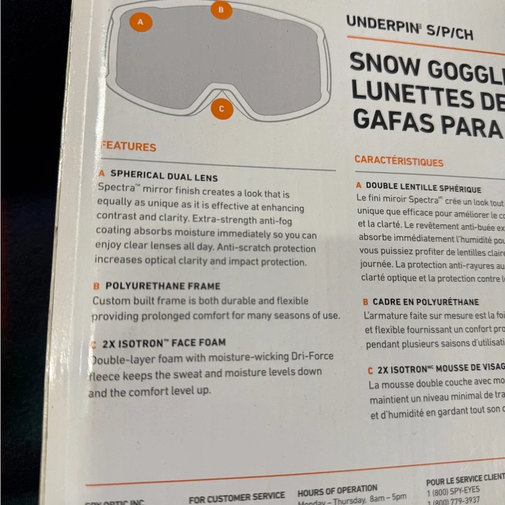 Spy optic underpin snow googles S